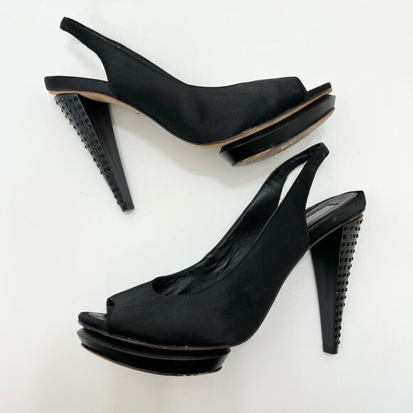 BCBGMAXAZRIA Ma-Lady Satin Embellished Platform Stiletto Heels | Size: 10B - Picture 9 of 15